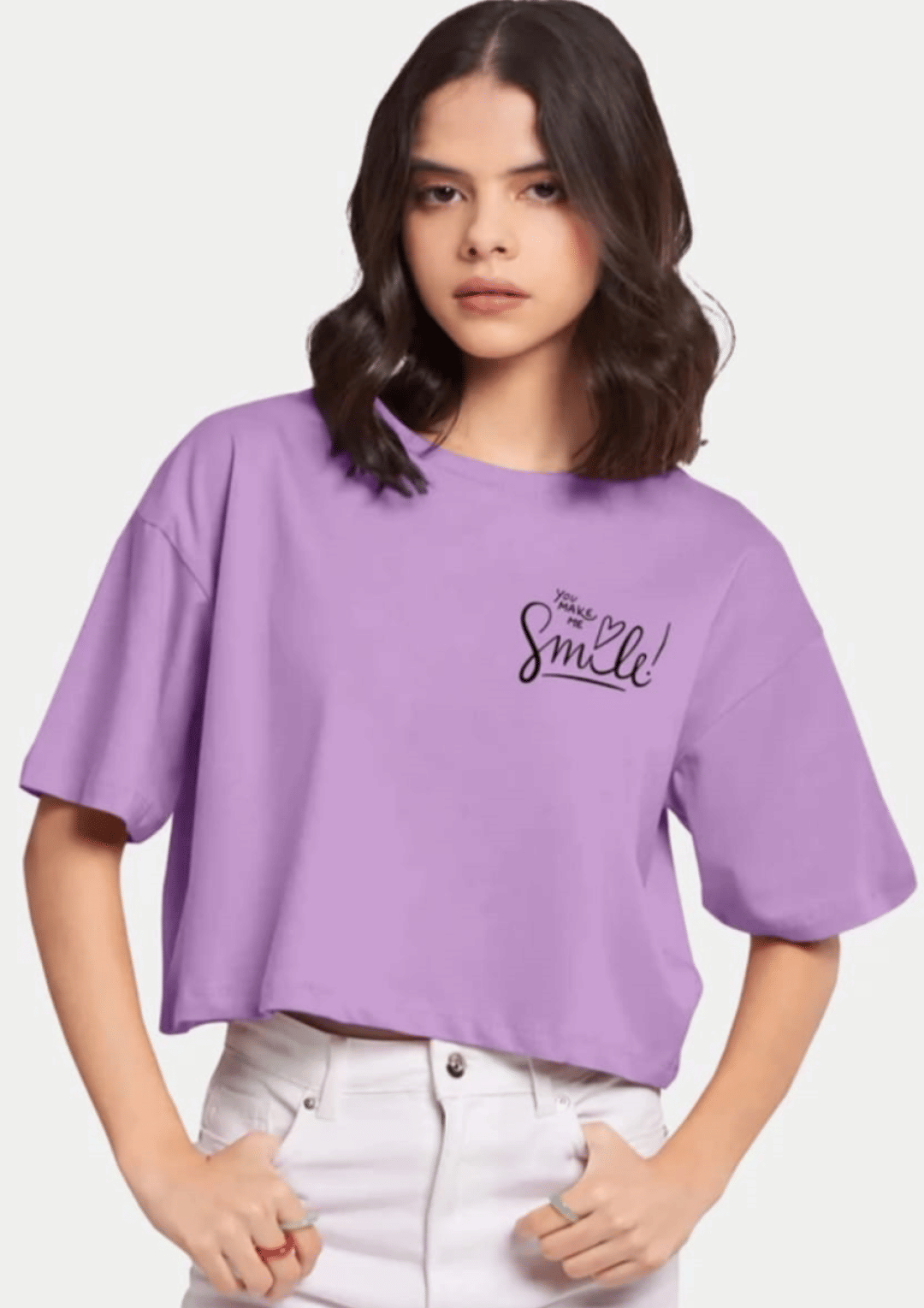 Leo Perky - Fashion with joy Women Cotton Blend Printed Loose Round Neck T-Shirt ( Lavender )     			Leo Perky - Fashion with joy Women Cotton Blend Printed Loose Round Neck T-Shirt ( Lavender )