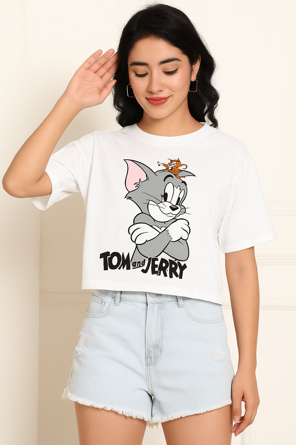 Leo Perky - Fashion with joy Women Cotton Blend Printed Loose Round Neck T-Shirt ( White ) Leo Perky - Fashion with joy Women Cotton Blend Printed Loose Round Neck T-Shirt ( White )