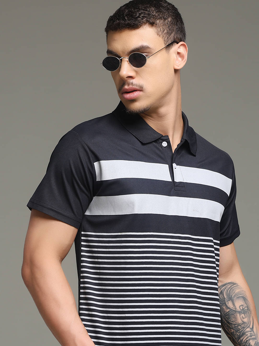Nins Moda Men Cotton Blend Regular Fit Printed Polo T Shirt ( Black ) Nins Moda Men Cotton Blend Regular Fit Printed Polo T Shirt ( Black )