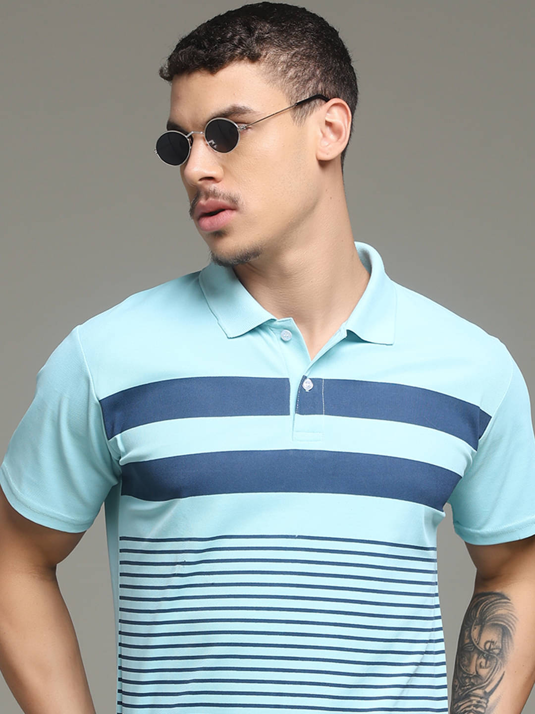 Nins Moda Men Cotton Blend Regular Fit Printed Polo T Shirt ( Sky Blue ) Nins Moda Men Cotton Blend Regular Fit Printed Polo T Shirt ( Sky Blue )