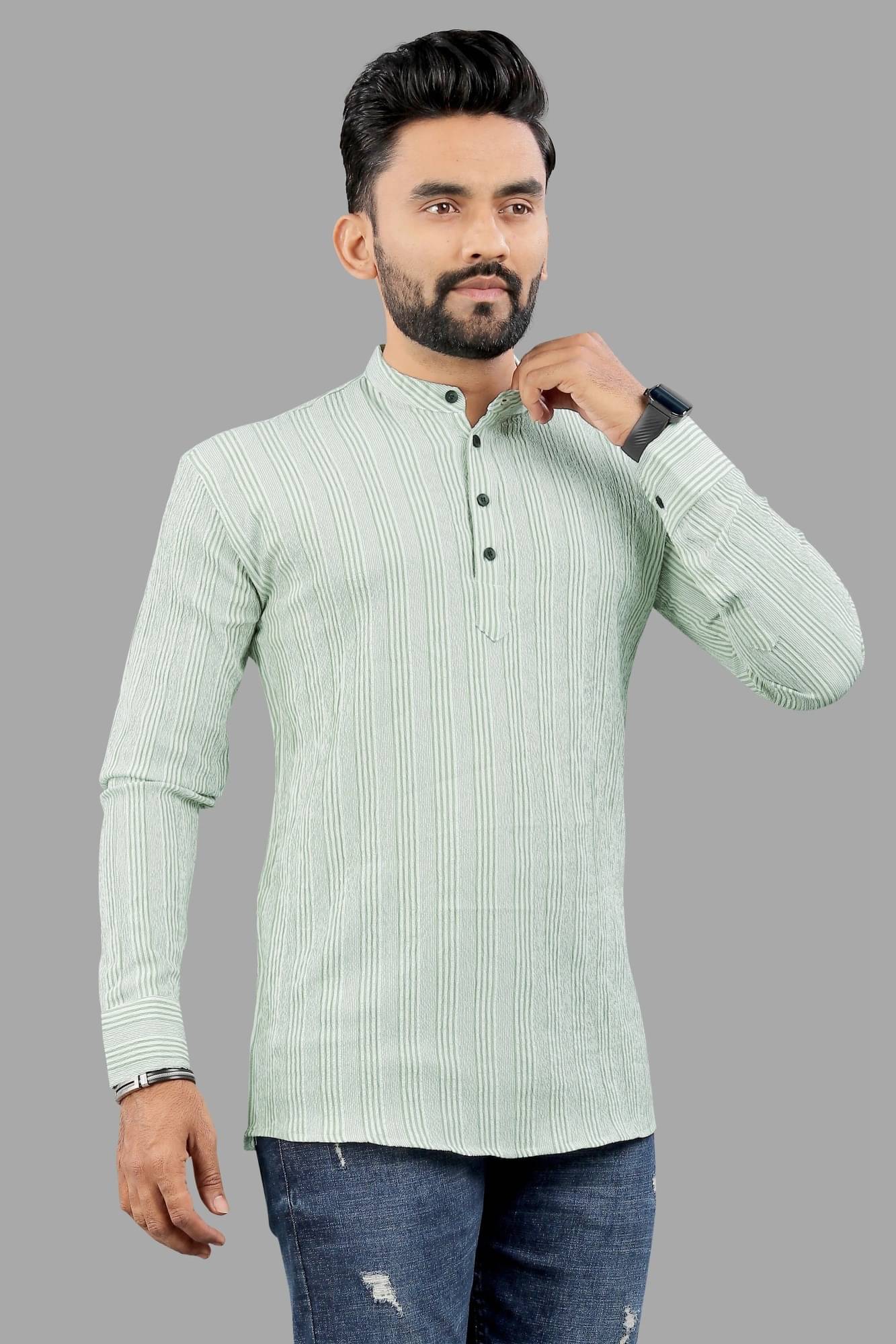     			Nofilter Green Cotton Blend Men's Shirt Style Kurta ( Pack of 1 )