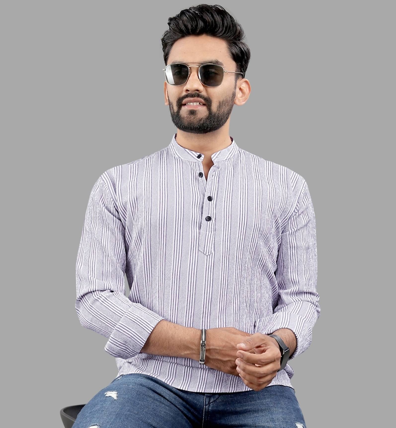     			Nofilter Purple Cotton Blend Men's Shirt Style Kurta ( Pack of 1 )