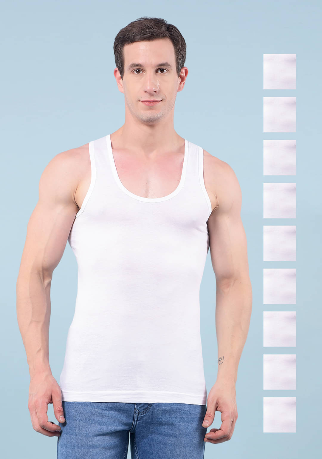 RKG Pack of 10 Cotton Blend Basic Vest For Men ( White ) RKG Pack of 10 Cotton Blend Basic Vest For Men ( White )
