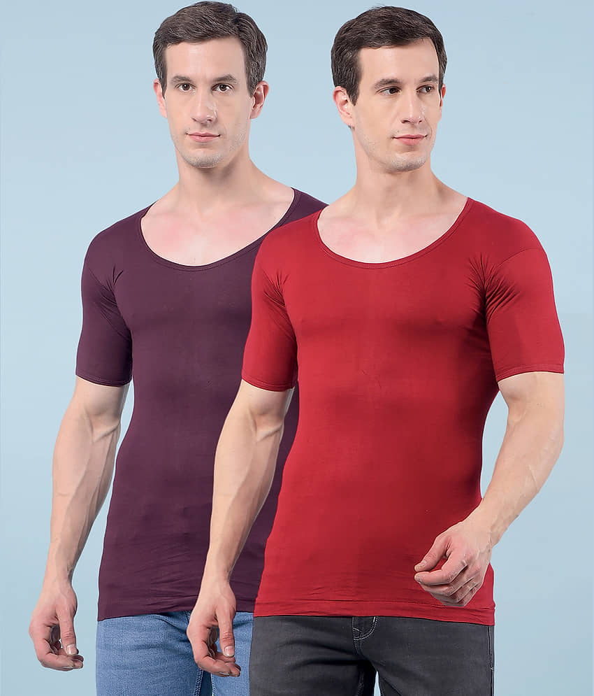 RKG Pack of 2 Cotton Blend Basic Vest For Men ( Multicolor3 ) - Nightwear & Loungewear | Buy online on ZillyBuy