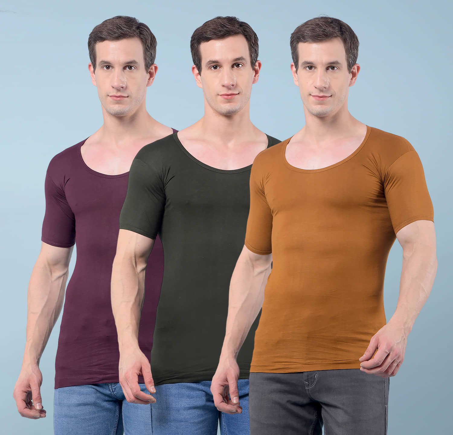 RKG Men's Cotton Vest Pack of 3 Assorted Colour From Dollar Brand - Nightwear & Loungewear | Buy online on ZillyBuy