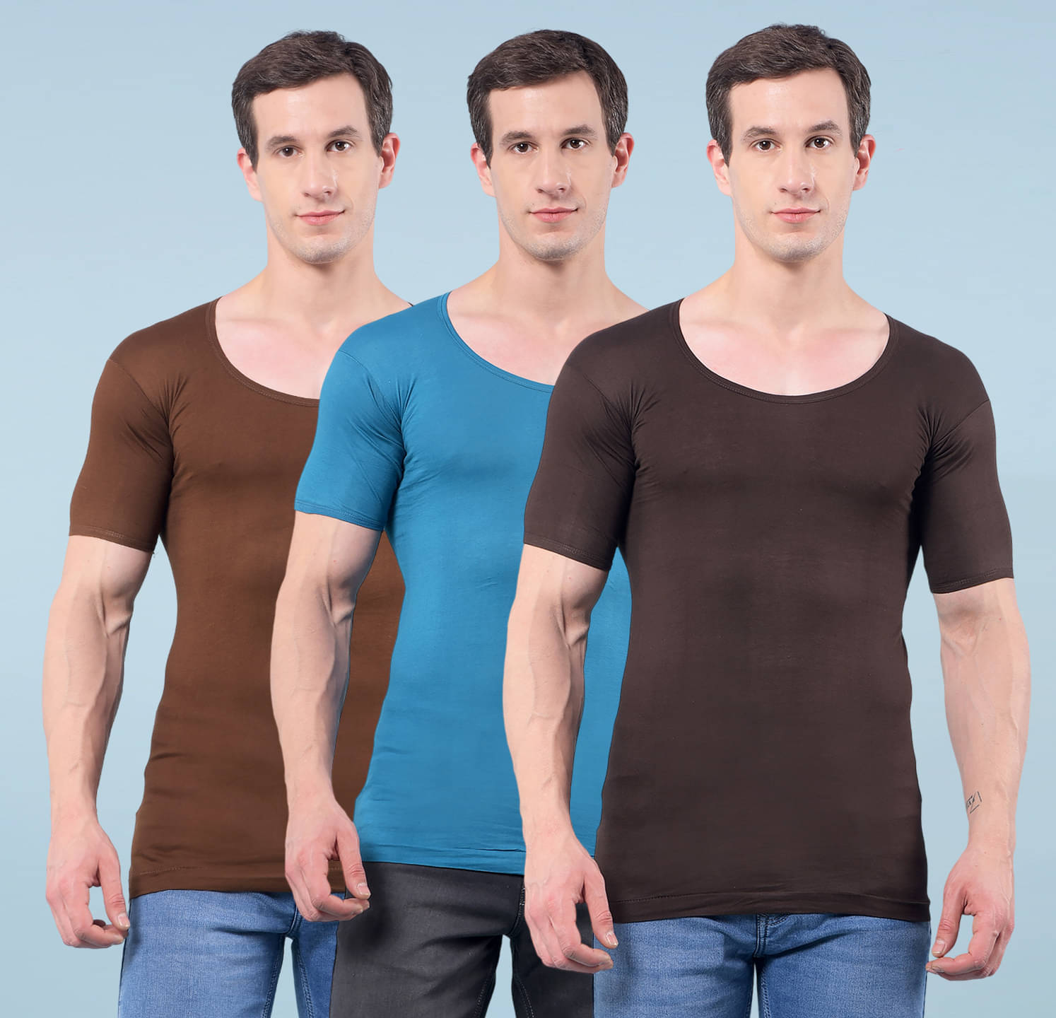     			RKG Pack of 3 Cotton Blend Basic Vest For Men ( Multicolor10 )
