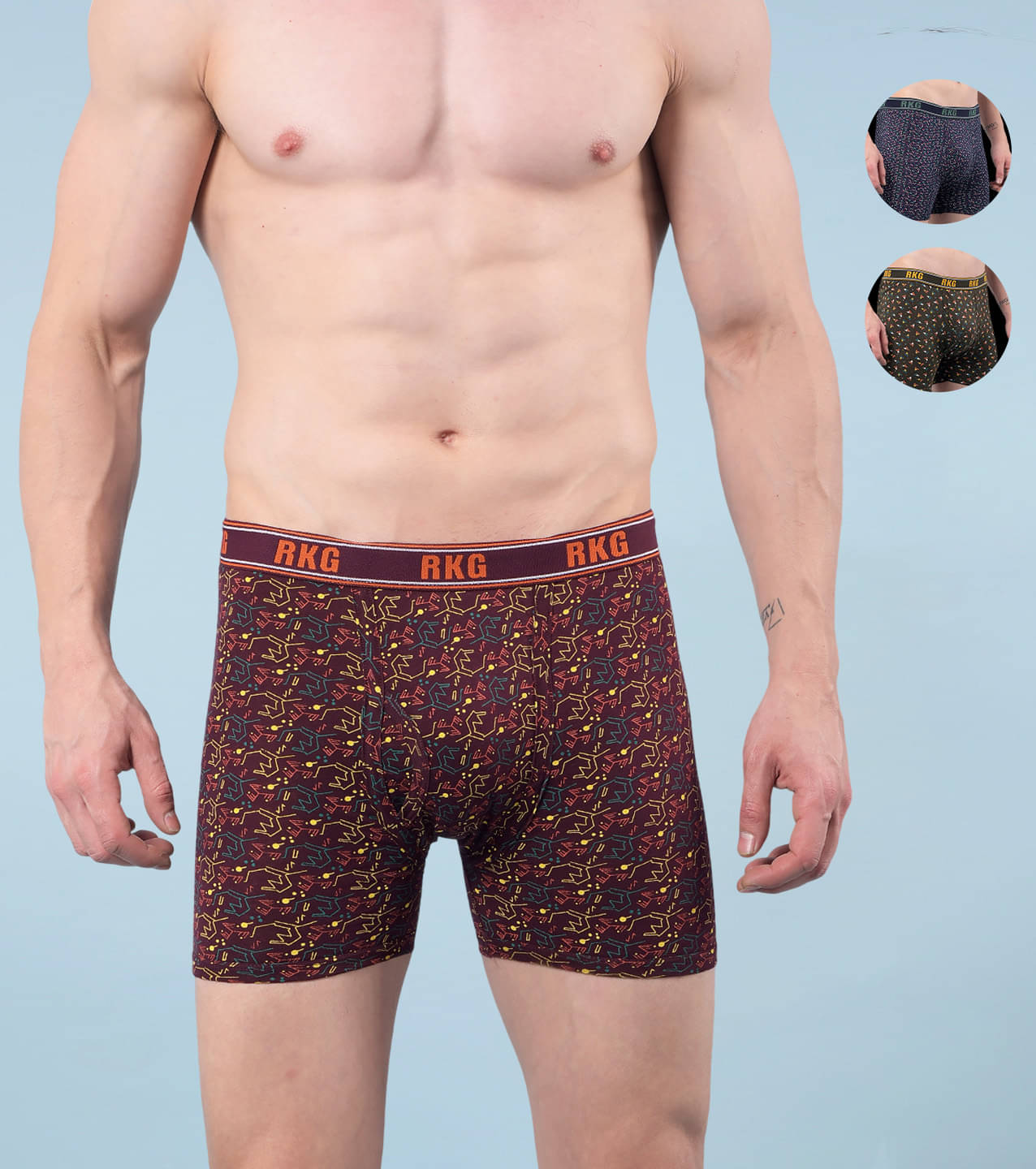 RKG Pack of 3 Cotton Blend Trunks For Men's ( Multicolor6 ) RKG Pack of 3 Cotton Blend Trunks For Men's ( Multicolor6 )