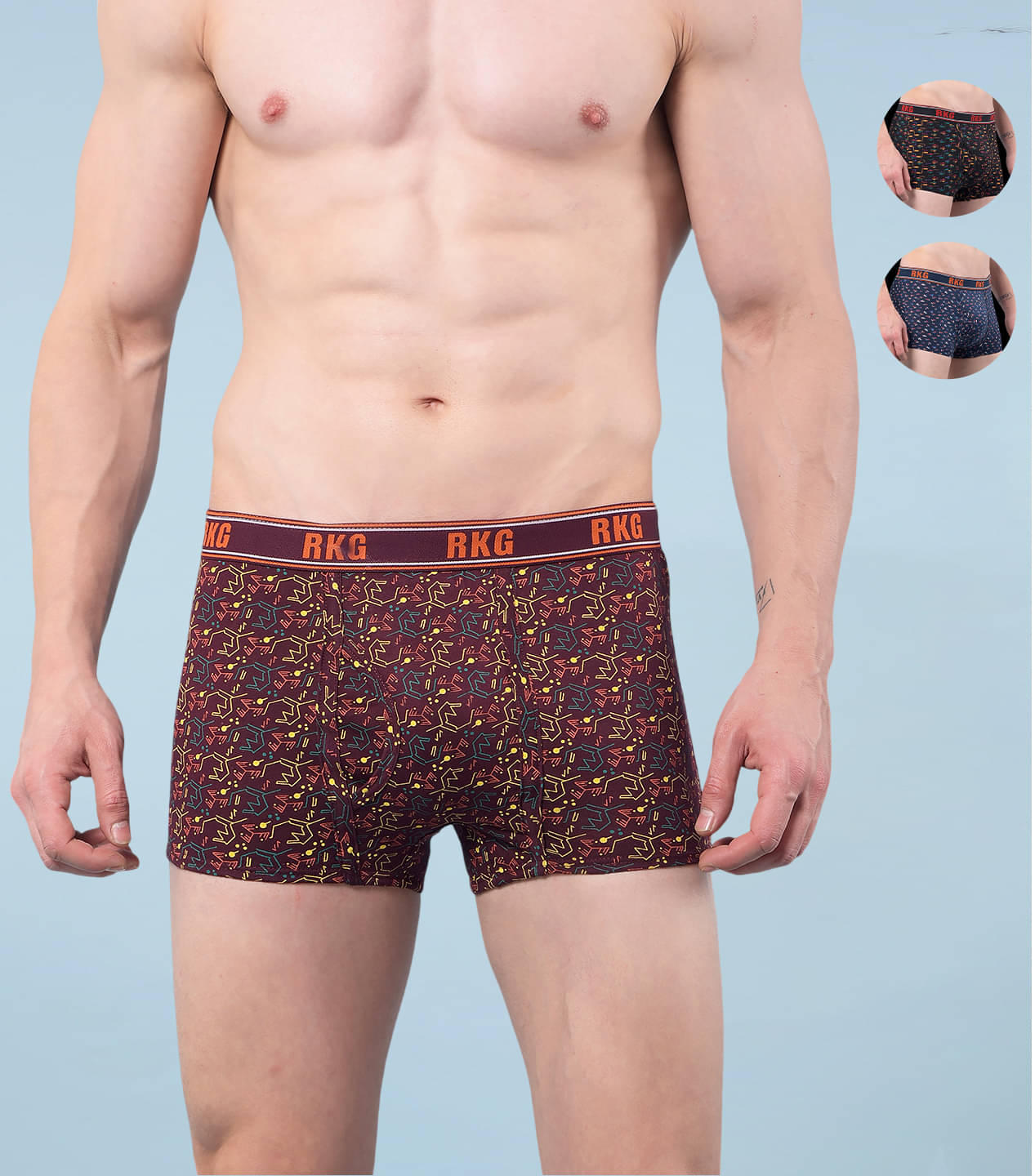 RKG Pack of 3 Cotton Blend Trunks For Men's ( Multicolor6 ) RKG Pack of 3 Cotton Blend Trunks For Men's ( Multicolor6 )