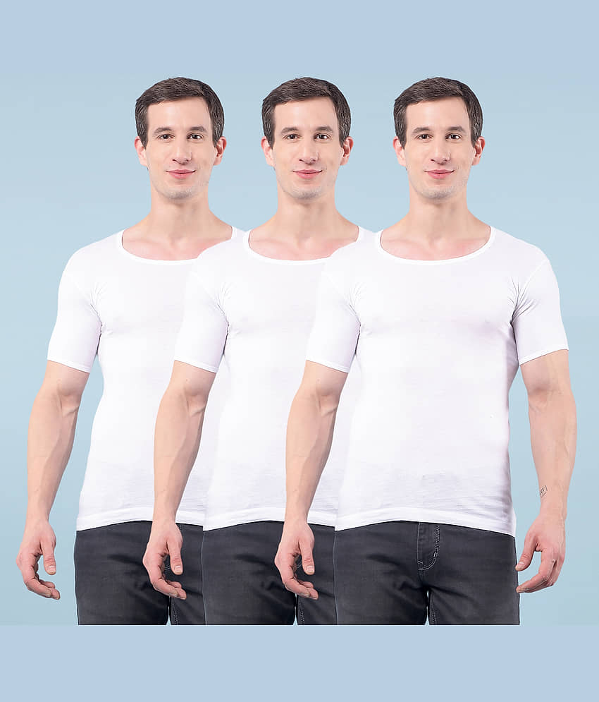 RKG Pack of 3 Cotton Blend Basic Vest For Men ( White ) - Nightwear & Loungewear | Buy online on ZillyBuy