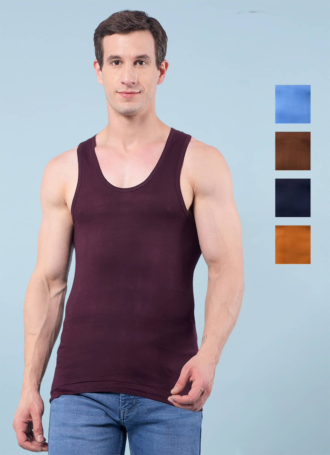 RKG Pack of 5 Cotton Blend Basic Vest For Men ( Multicolor12 )     			RKG Pack of 5 Cotton Blend Basic Vest For Men ( Multicolor12 )