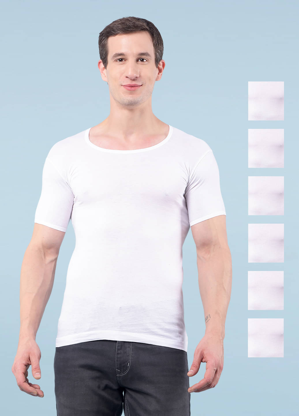 RKG Pack of 7 Cotton Blend Basic Vest For Men ( White ) RKG Pack of 7 Cotton Blend Basic Vest For Men ( White )