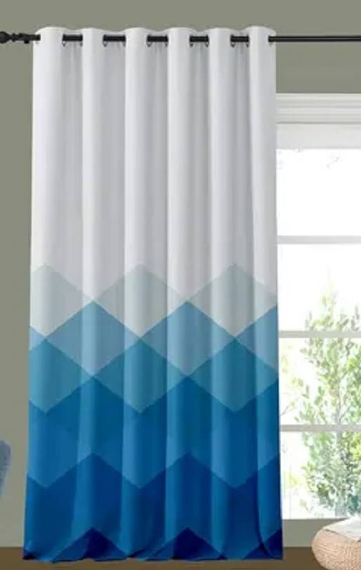    			S23 Graphic Room Darkening Eyelet Curtain 9 ft ( Pack of 1 ) - White