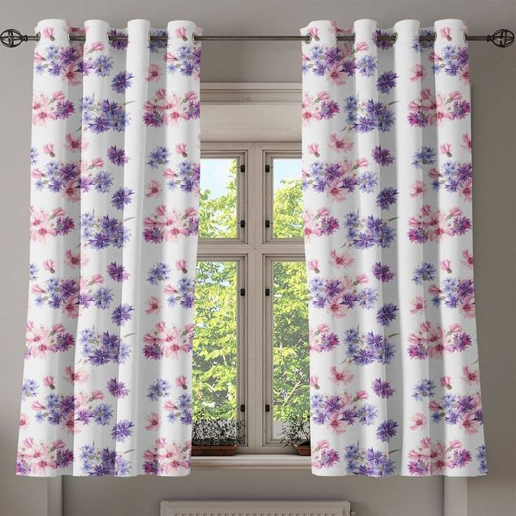     			S23 Graphic Room Darkening Eyelet Curtain 9 ft ( Pack of 1 ) - White