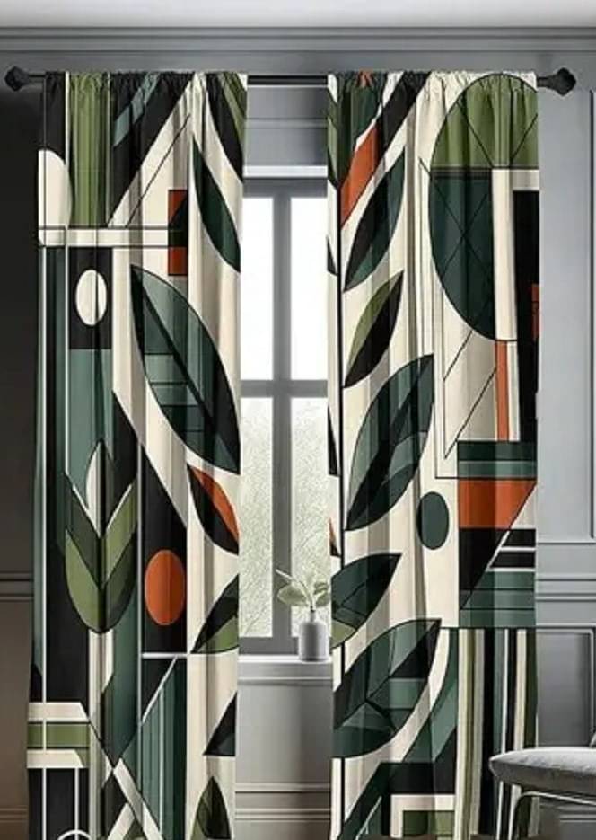     			S23 Graphic Room Darkening Eyelet Curtain 7 ft ( Pack of 1 ) - Green