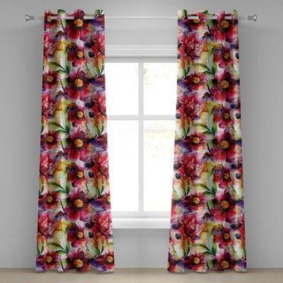 S23 Graphic Room Darkening Eyelet Curtain 7 ft ( Pack of 1 ) - Red S23 Graphic Room Darkening Eyelet Curtain 7 ft ( Pack of 1 ) - Red