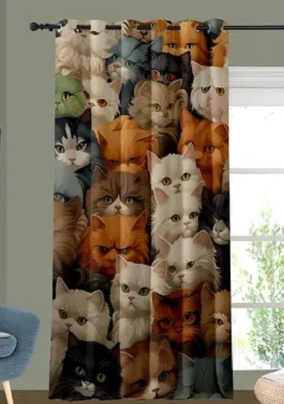     			S23 Graphic Room Darkening Eyelet Curtain 9 ft ( Pack of 1 ) - Orange