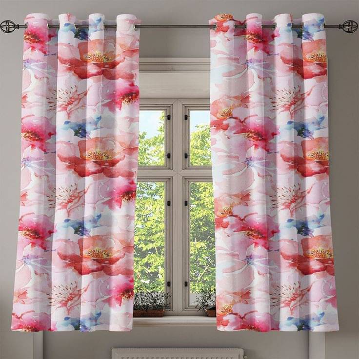 S23 Graphic Room Darkening Eyelet Curtain 5 ft ( Pack of 1 ) - Red S23 Graphic Room Darkening Eyelet Curtain 5 ft ( Pack of 1 ) - Red