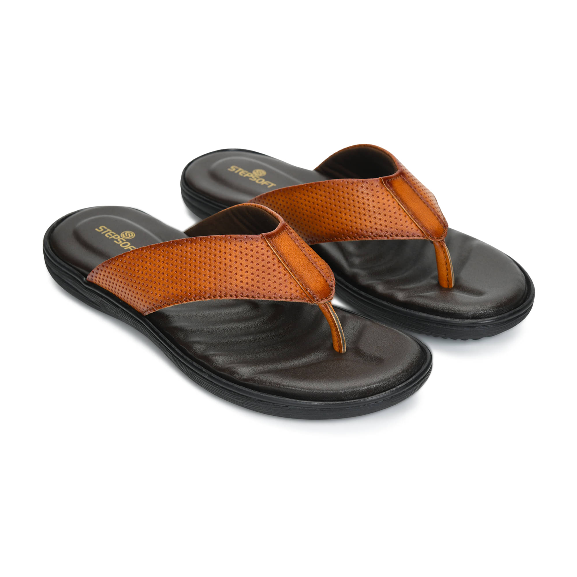     			SEPSOFT Tan Men's Thong Flip Flop