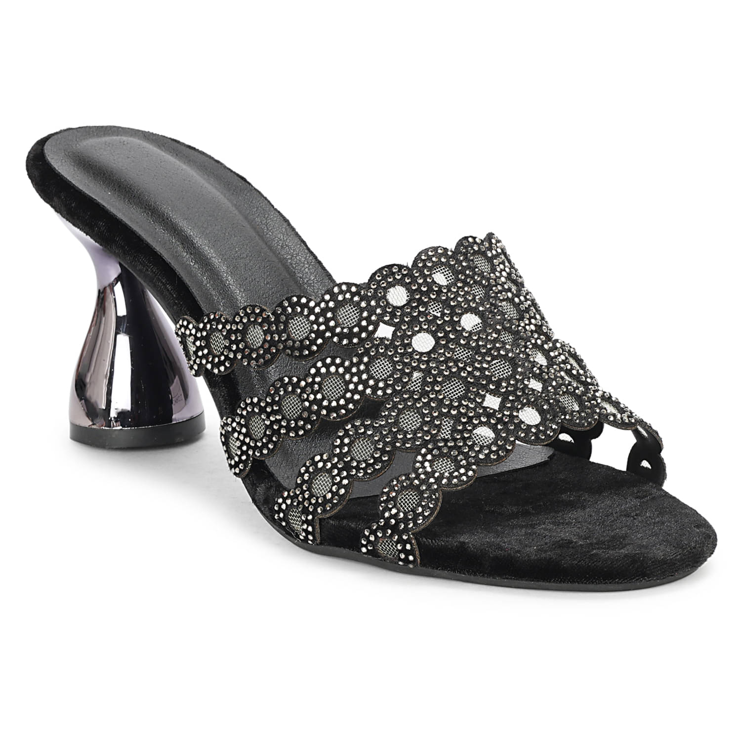     			Saheb Black Women's Slip On Heels