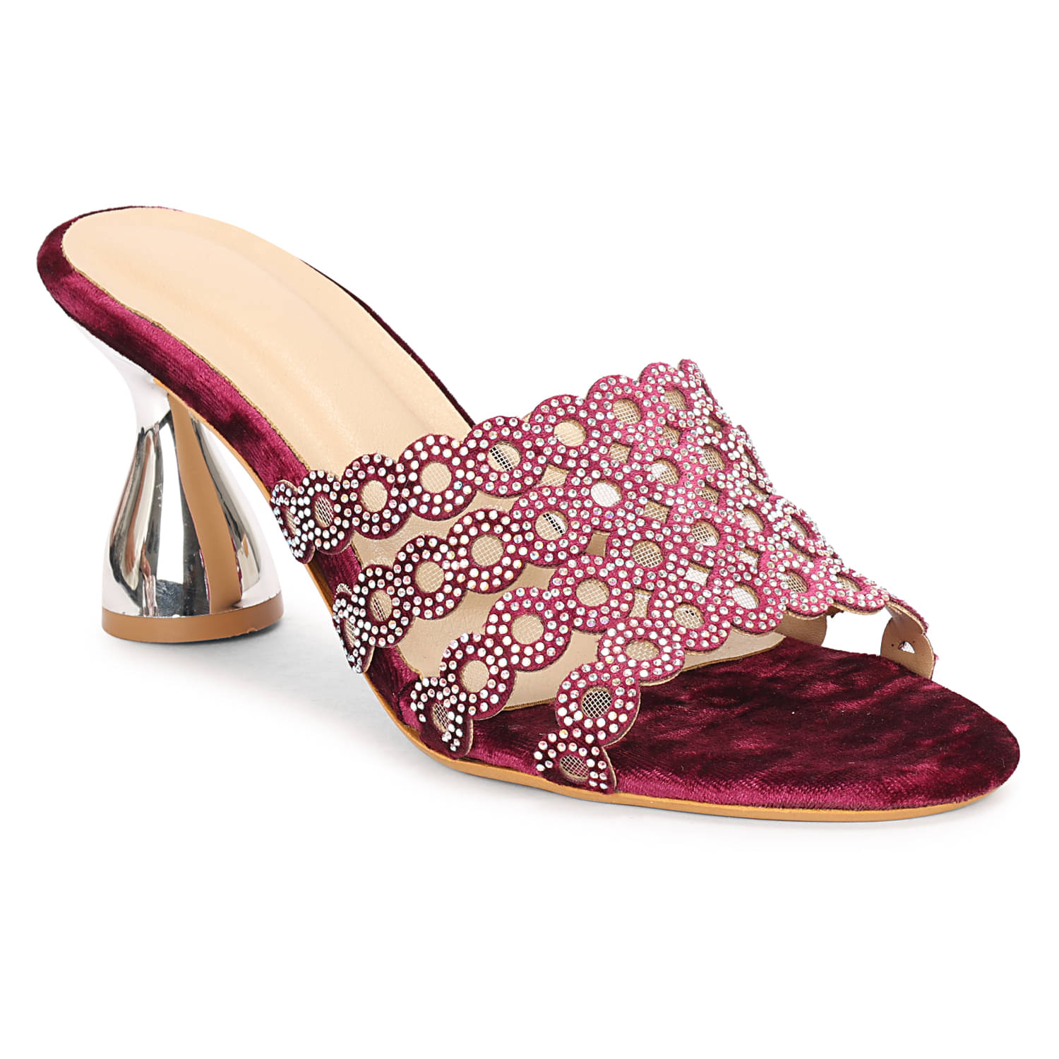     			Saheb Wine Women's Slip On Heels