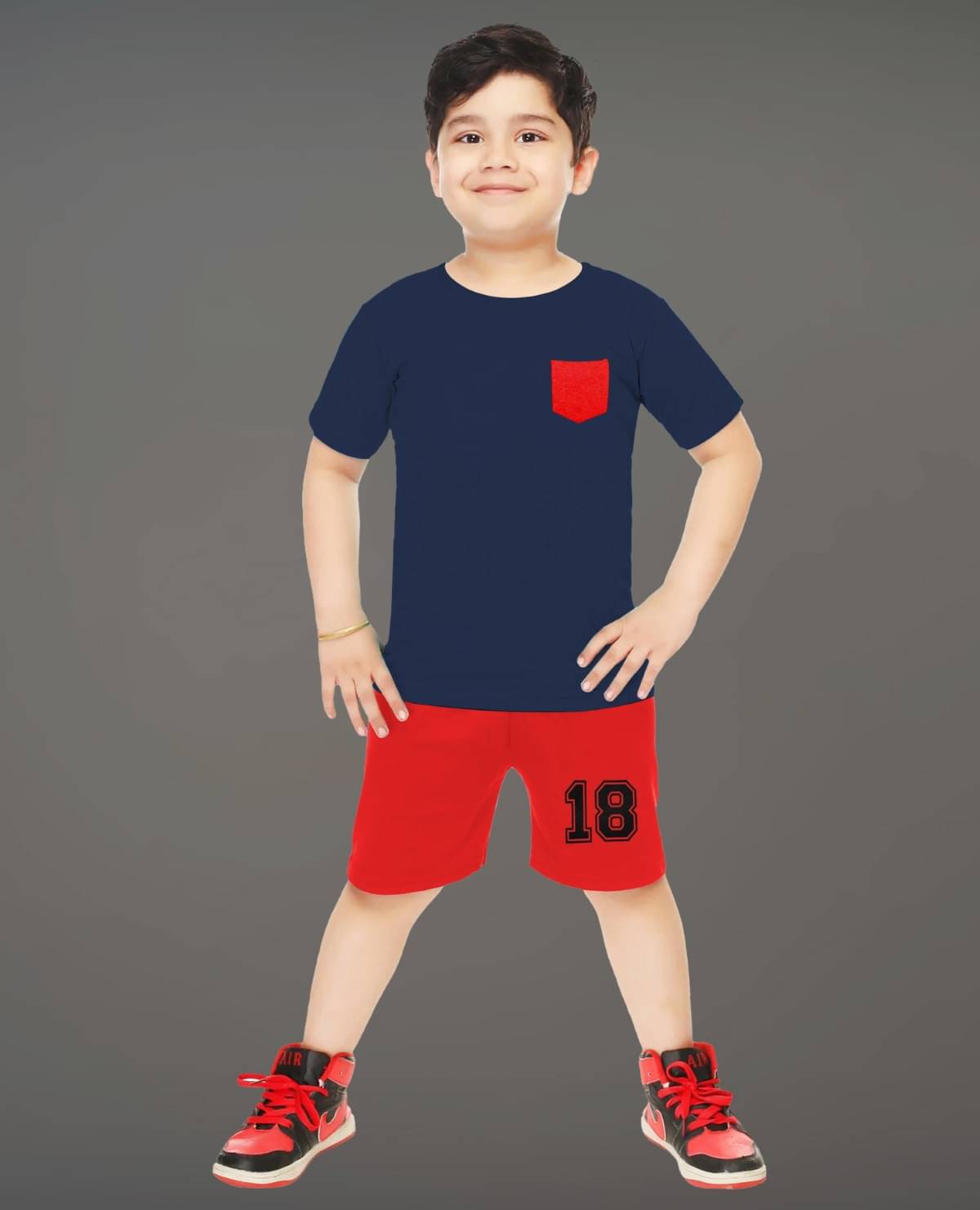     			Tarsier Pack of 1 Baby Boys Cotton Blend T-Shirt & Shorts Set ( Navy Blue )