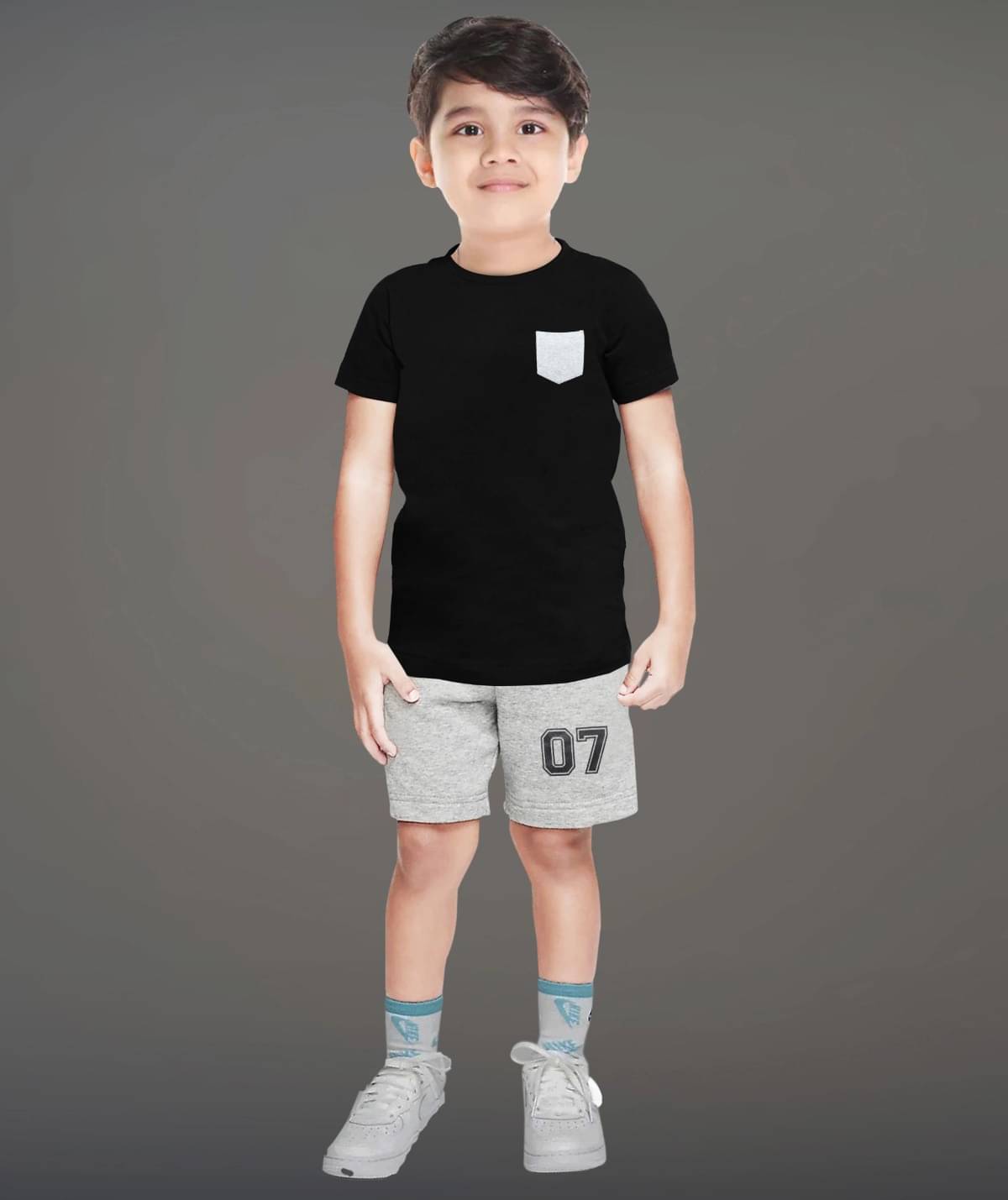     			Tarsier Pack of 1 Baby Boys Cotton Blend T-Shirt & Shorts Set ( Black )