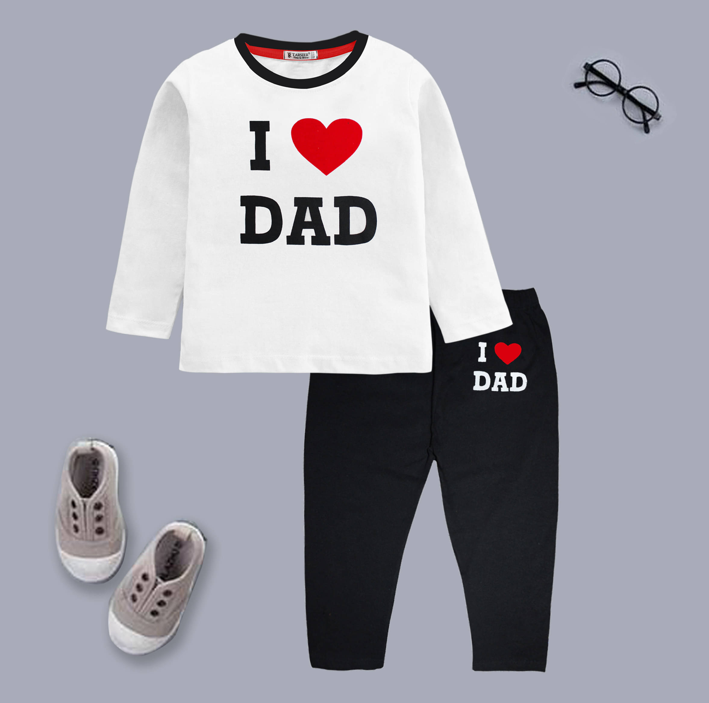     			Tarsier Pack of 1 Unisex Cotton Blend T-Shirt & Pants Set ( Black )