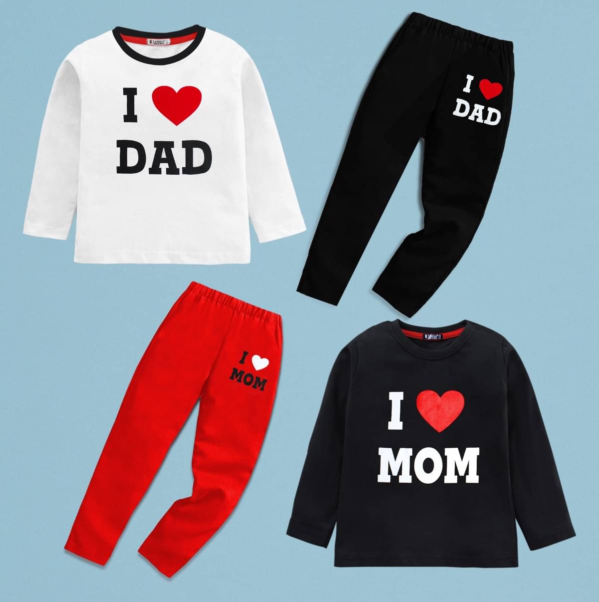     			Tarsier Pack of 2 Unisex Cotton T-Shirt & Pants Set ( Multicolor )