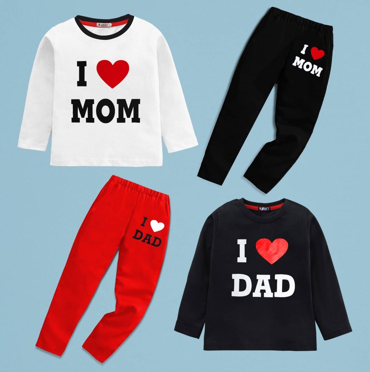     			Tarsier Pack of 2 Unisex Cotton T-Shirt & Pants Set ( Multicolor )