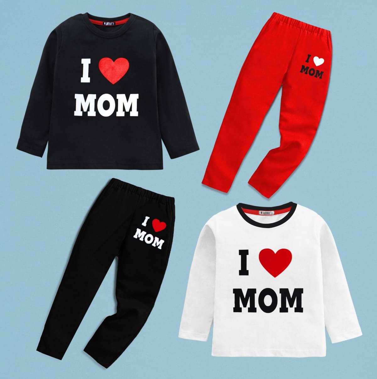     			Tarsier Pack of 2 Unisex Cotton T-Shirt & Pants Set ( Multicolor )