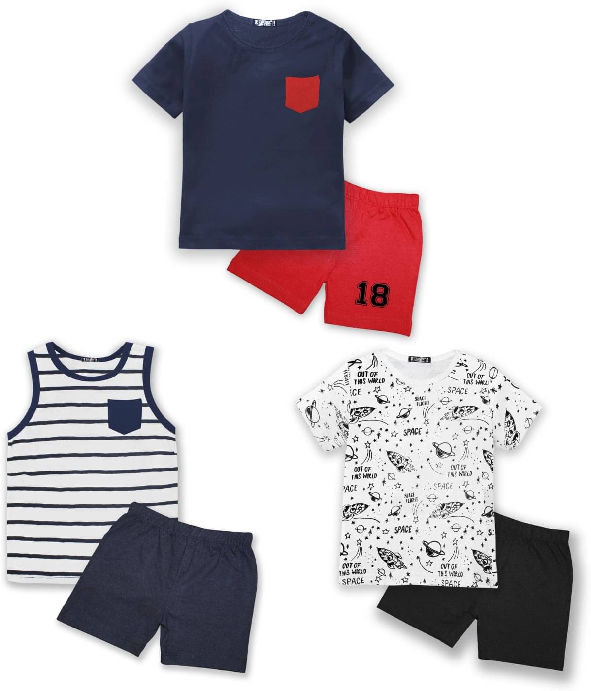 Tarsier Pack of 3 Baby Boys Cotton Blend T-Shirt & Shorts Set ( Multicolor ) Tarsier Pack of 3 Baby Boys Cotton Blend T-Shirt & Shorts Set ( Multicolor )