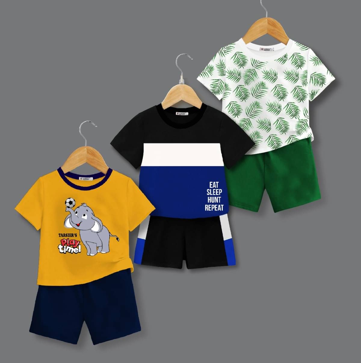     			Tarsier Pack of 3 Unisex Cotton T-Shirt & Shorts Set ( Multicolor )