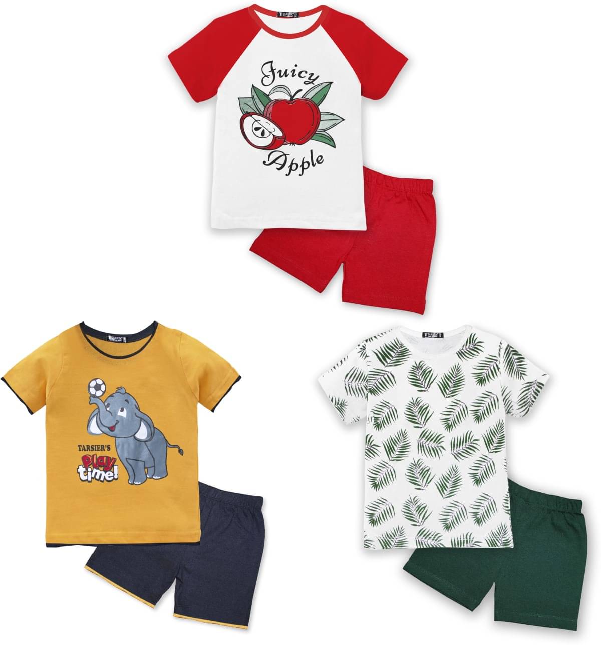     			Tarsier Pack of 3 Unisex Cotton Blend T-Shirt & Shorts Set ( Multicolor )