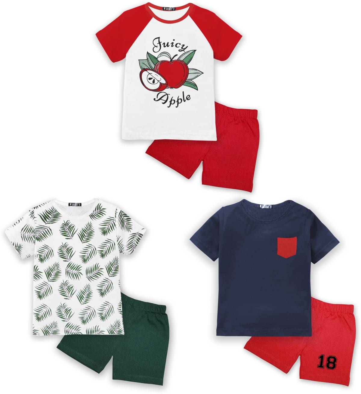 Tarsier Pack of 3 Unisex Cotton Blend T-Shirt & Shorts Set ( Multicolor ) Tarsier Pack of 3 Unisex Cotton Blend T-Shirt & Shorts Set ( Multicolor )