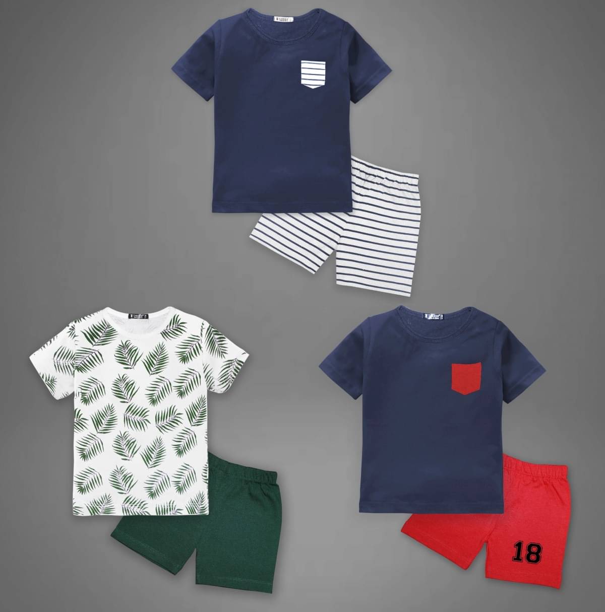 Tarsier Pack of 3 Unisex Cotton Blend T-Shirt & Shorts Set ( Multicolor ) Tarsier Pack of 3 Unisex Cotton Blend T-Shirt & Shorts Set ( Multicolor )