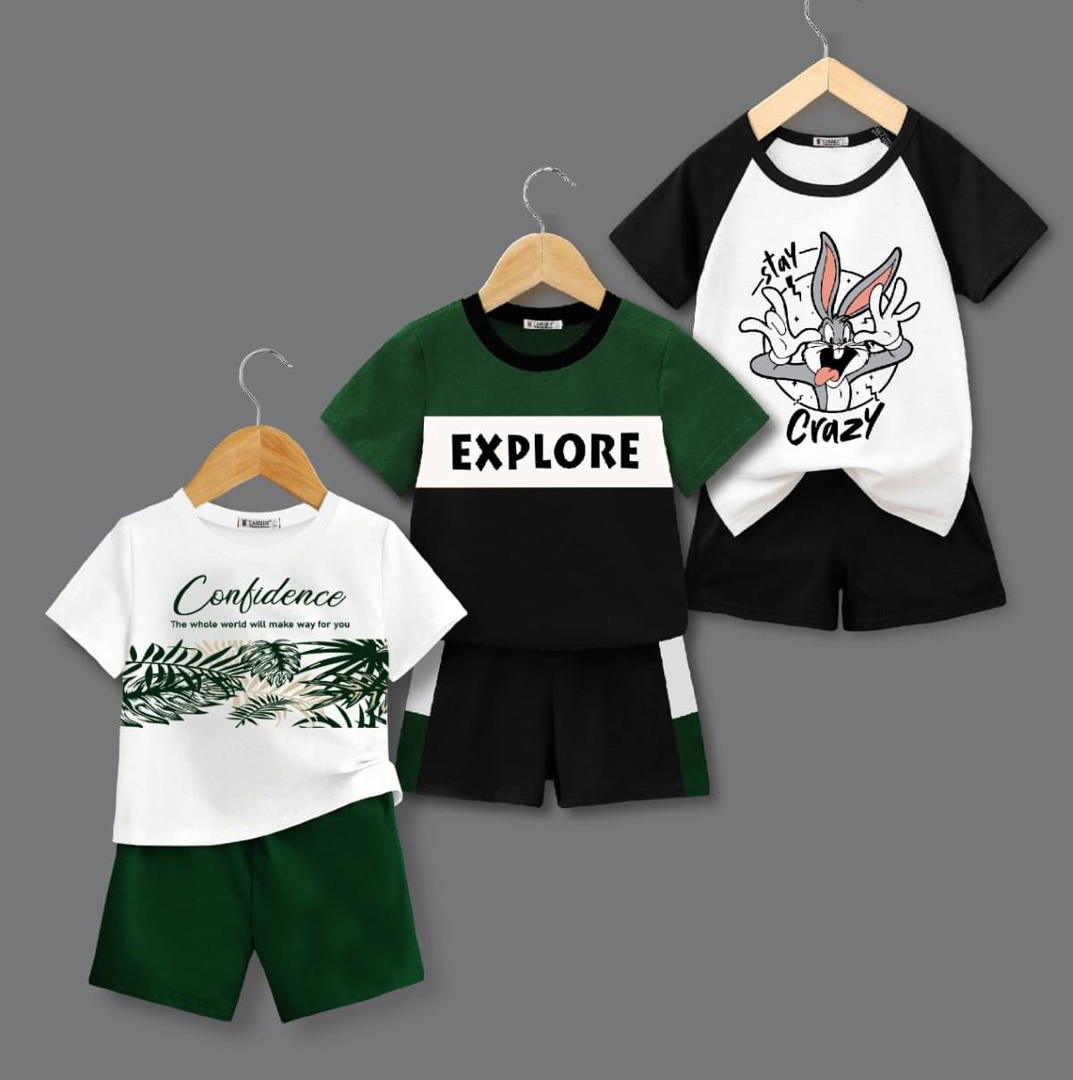     			Tarsier Pack of 3 Unisex Cotton T-Shirt & Shorts Set ( Multicolor )