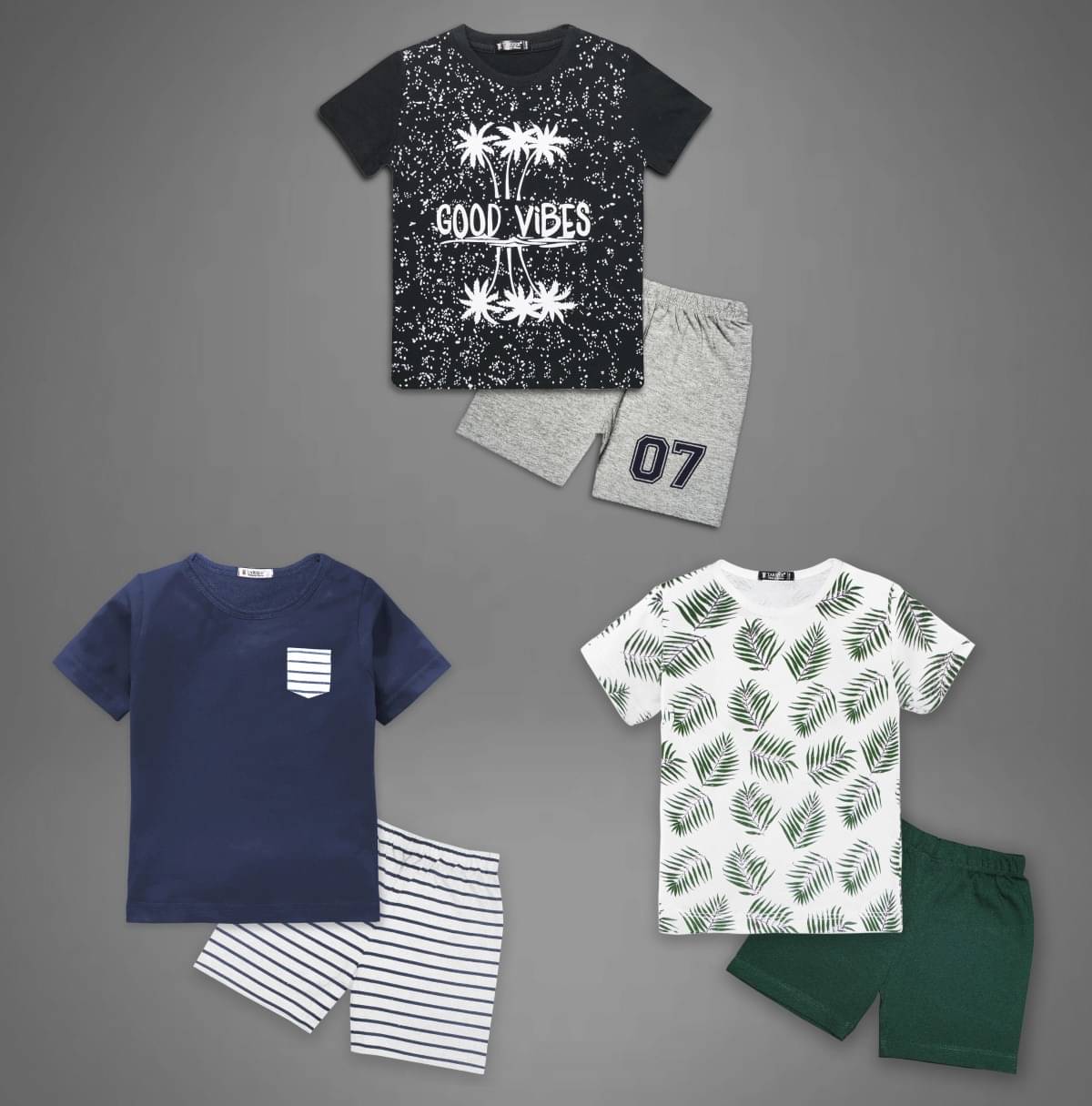     			Tarsier Pack of 3 Unisex Cotton T-Shirt & Shorts Set ( Multicolor )
