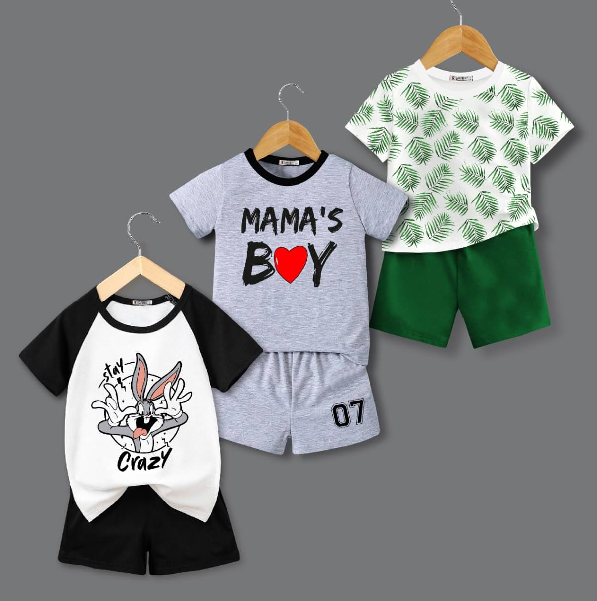     			Tarsier Pack of 3 Unisex Cotton T-Shirt & Shorts Set ( Multicolor )