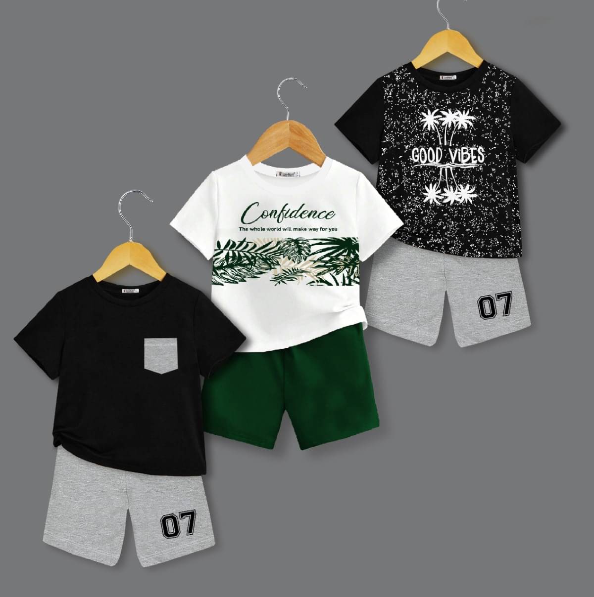     			Tarsier Pack of 3 Unisex Cotton Blend T-Shirt & Shorts Set ( Multicolor )