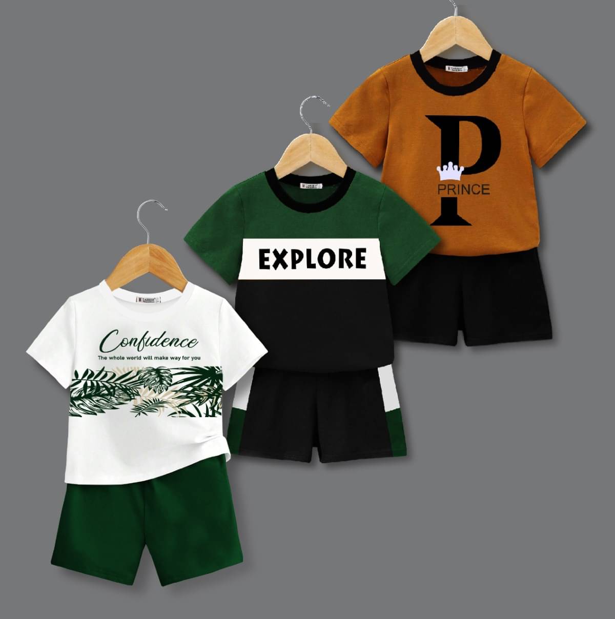     			Tarsier Pack of 3 Unisex Cotton T-Shirt & Shorts Set ( Multicolor )