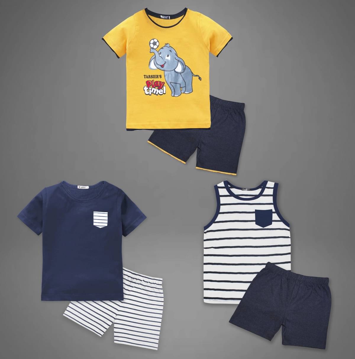Tarsier Pack of 3 Unisex Cotton Blend T-Shirt & Shorts Set ( Multicolor ) Tarsier Pack of 3 Unisex Cotton Blend T-Shirt & Shorts Set ( Multicolor )