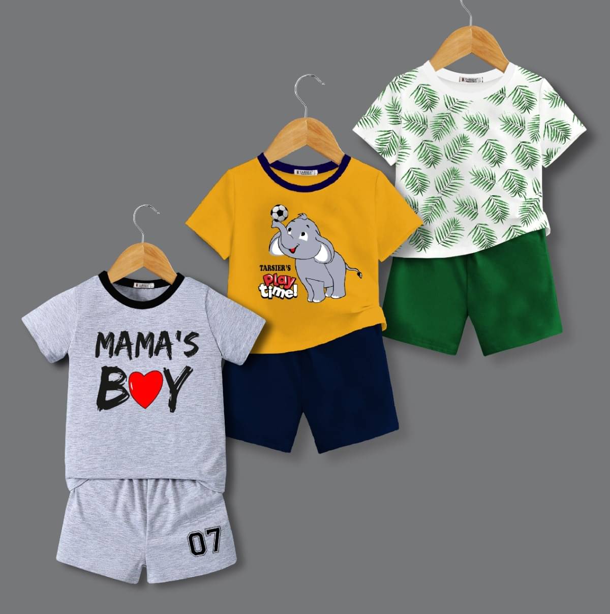     			Tarsier Pack of 3 Unisex Cotton T-Shirt & Shorts Set ( Multicolor )