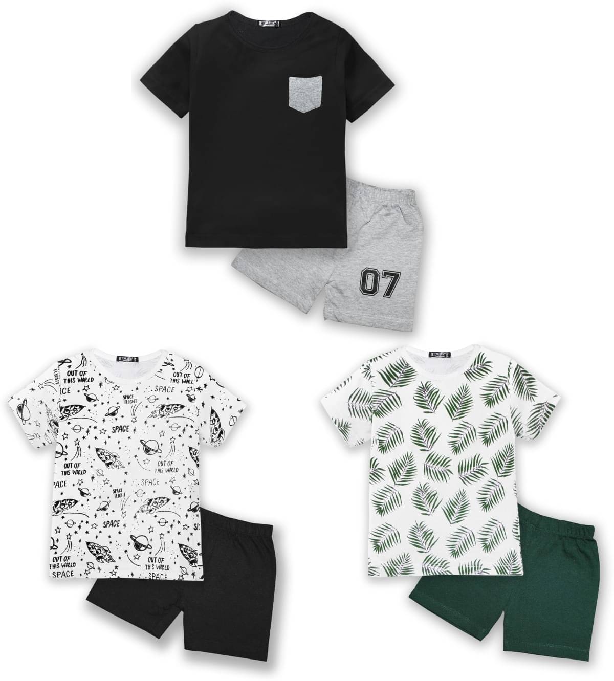     			Tarsier Pack of 3 Unisex Cotton Blend T-Shirt & Shorts Set ( Multicolor )