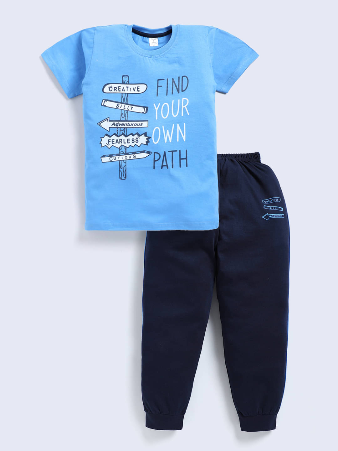     			Todd N Teen Pack of 1 Boys Cotton T-Shirt & Pants Set ( Blue )
