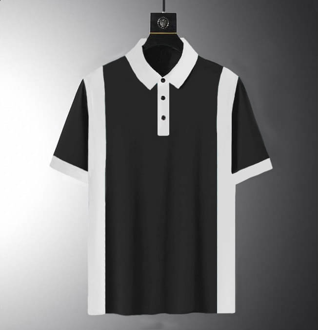     			Try This Men Cotton Blend Regular Fit Colorblock Polo T Shirt ( Black )