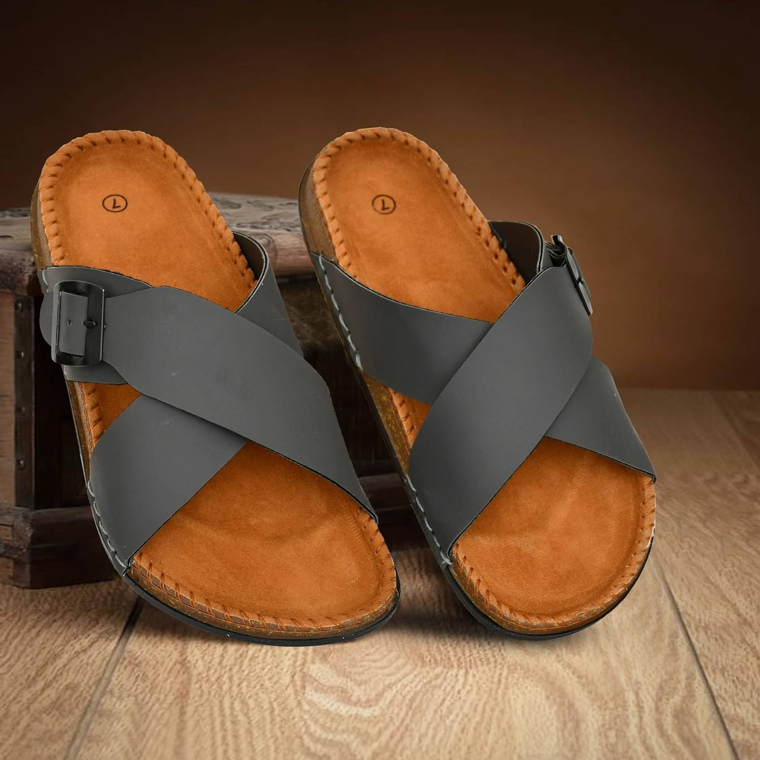     			VATELIO Grey Men's Slide Flip Flop
