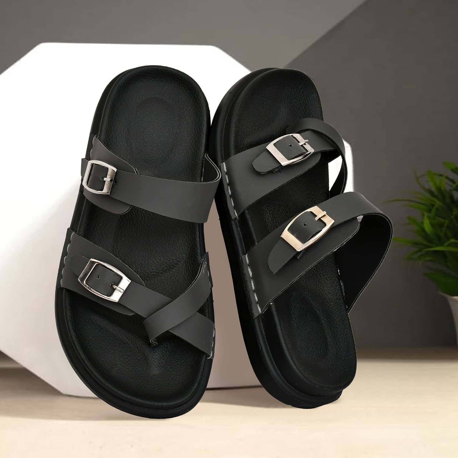     			VATELIO Grey Men's Slide Flip Flop