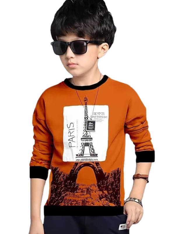     			WESEVEN Pack of 1 Boys Cotton Blend T-Shirt ( Orange )