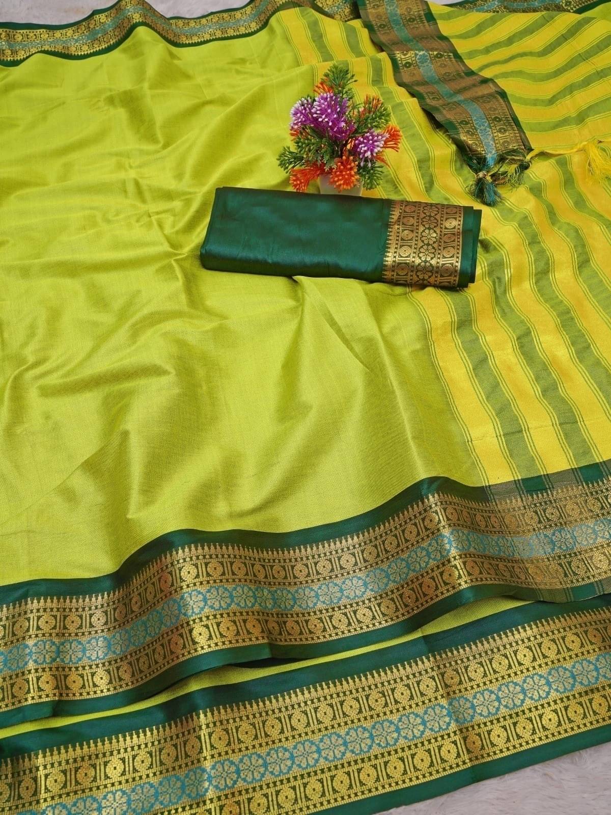     			WOVEN STOCK Banarasi Silk Printed Saree With Unstitched Blouse Piece ( Multicolor )