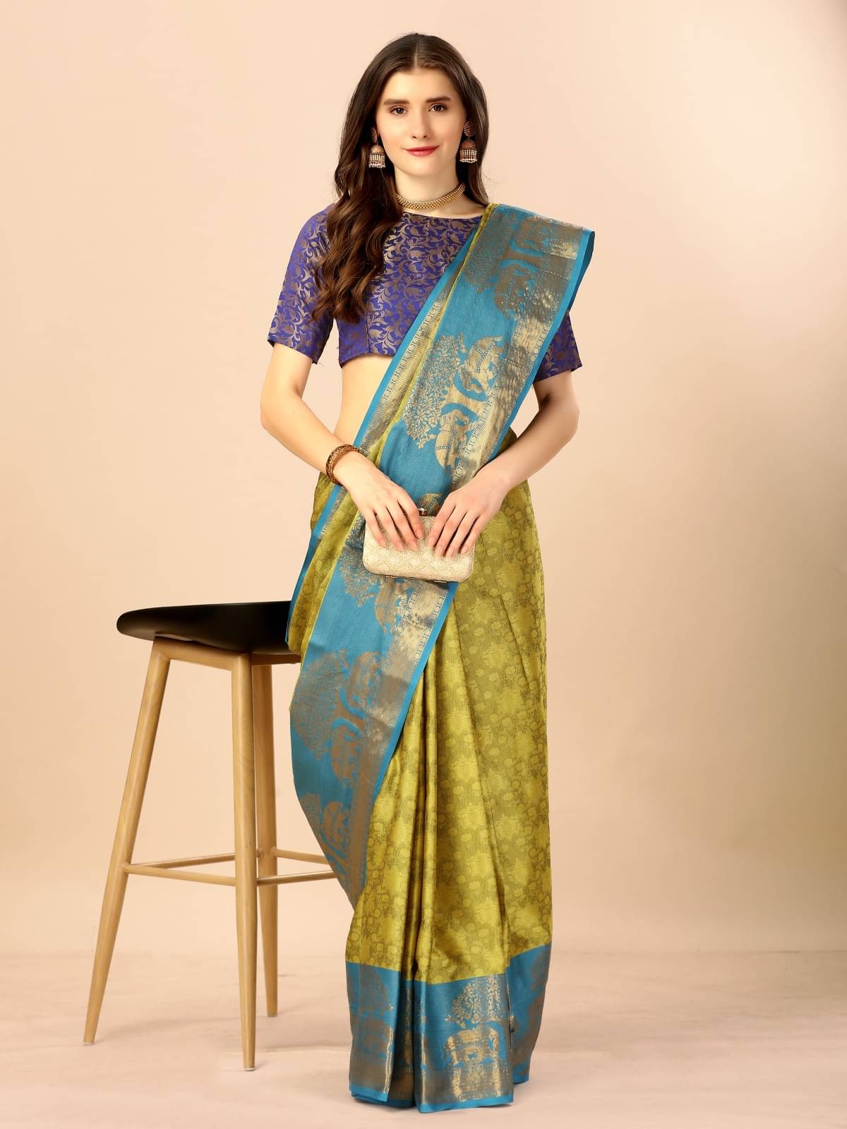 WOVEN STOCK Banarasi Silk Printed Saree With Unstitched Blouse Piece ( Multicolor ) WOVEN STOCK Banarasi Silk Printed Saree With Unstitched Blouse Piece ( Multicolor )